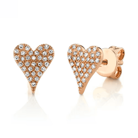 Pave Diamond Heart Studs