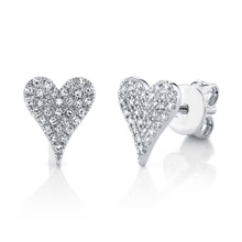 Load image into Gallery viewer, Pave Diamond Heart Studs
