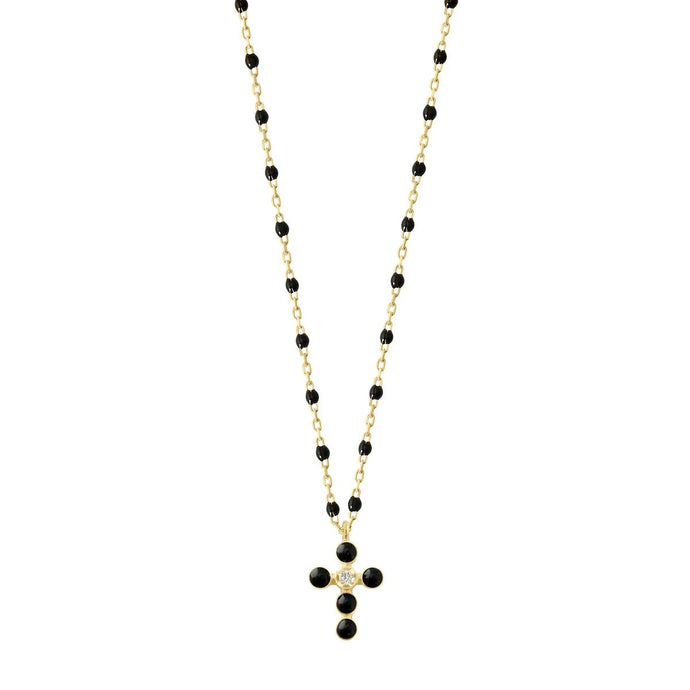 Pearled Cross Diamond Necklace, 16.5