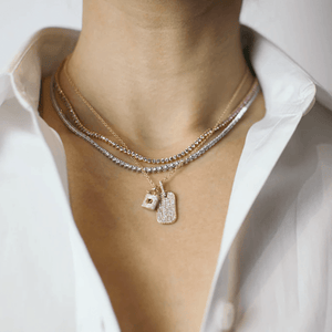 All Diamond Dog Tag Necklace
