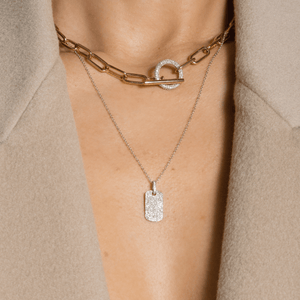 All Diamond Dog Tag Necklace