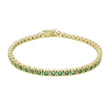 Load image into Gallery viewer, Bezel Link Emerald Bracelet