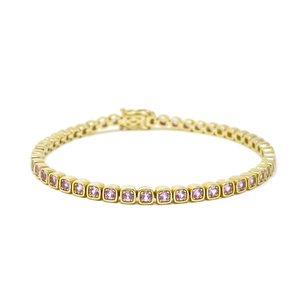 Bezel Link Pink Sapphire Bracelet