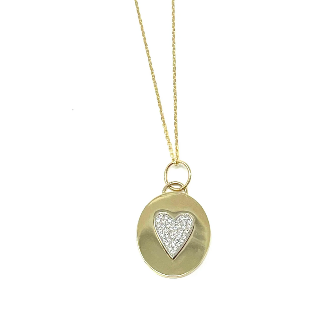 Diamond Heart Signet Charm