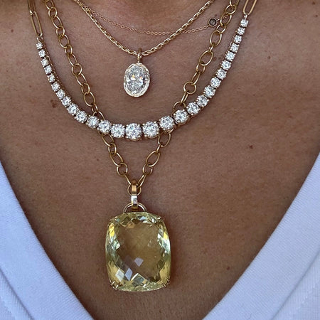 Diamond Bezel Oval Pendant