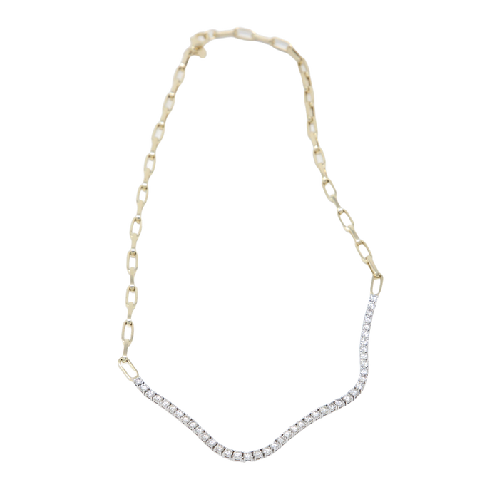 Diamond & Gold Link Chain Necklace