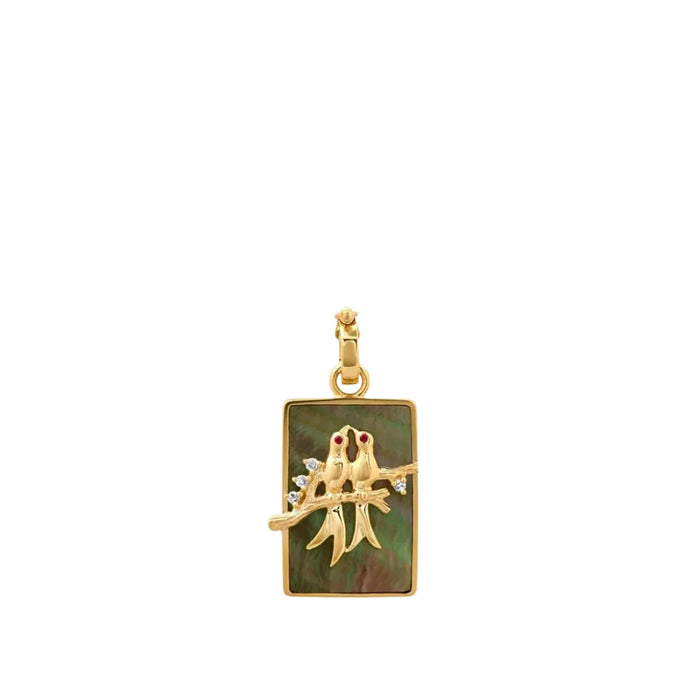 Small Black MOP Lovebirds Pendant