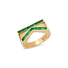 Load image into Gallery viewer, Grandsize Emerald Encrusted Initial Ring
