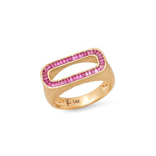 Load image into Gallery viewer, Grandsize Pink Sapphire Encrusted Initial Ring