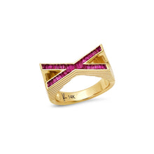 Load image into Gallery viewer, Grandsize Pink Sapphire Encrusted Initial Ring