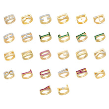 Load image into Gallery viewer, Grandsize Emerald Encrusted Initial Ring