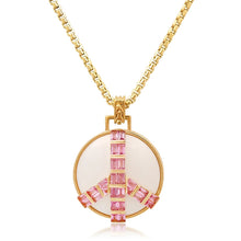Load image into Gallery viewer, Midsize Peace Pendant in White Onyx and Pink Sapphires