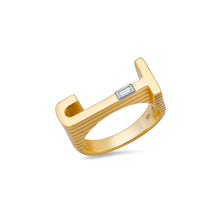 Load image into Gallery viewer, Ribbed Initial Ring