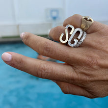 Load image into Gallery viewer, Grandsize Diamond Encrusted Initial Ring