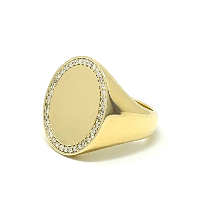 Large Oval Signet Halo Ring