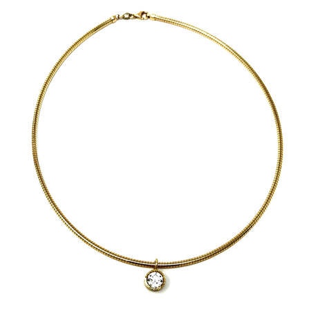 Omega Chain with Diamond Bezel Charm