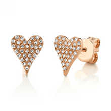 Load image into Gallery viewer, Pave Diamond Heart Studs