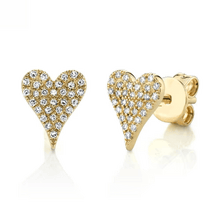 Load image into Gallery viewer, Pave Diamond Heart Studs