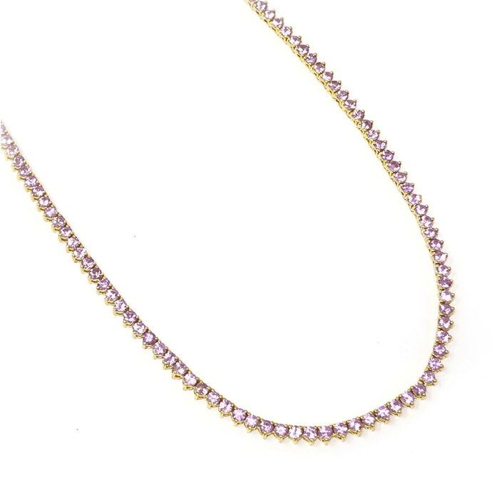 Pink Sapphire Tennis Necklace