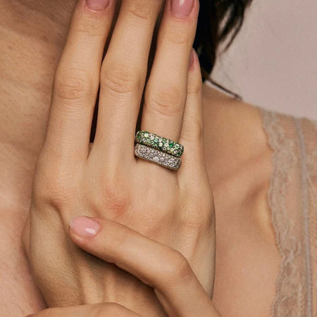 Sparkle Stack Ring - Ombré Greens