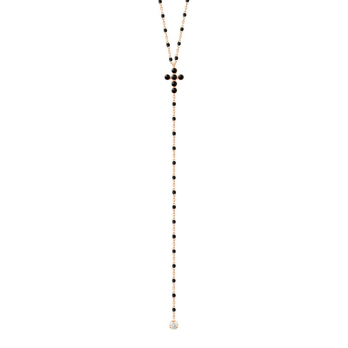 Pearled Cross Diamond Rosary, 16.5