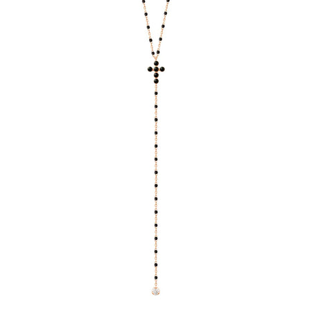 Pearled Cross Diamond Rosary, 16.5"