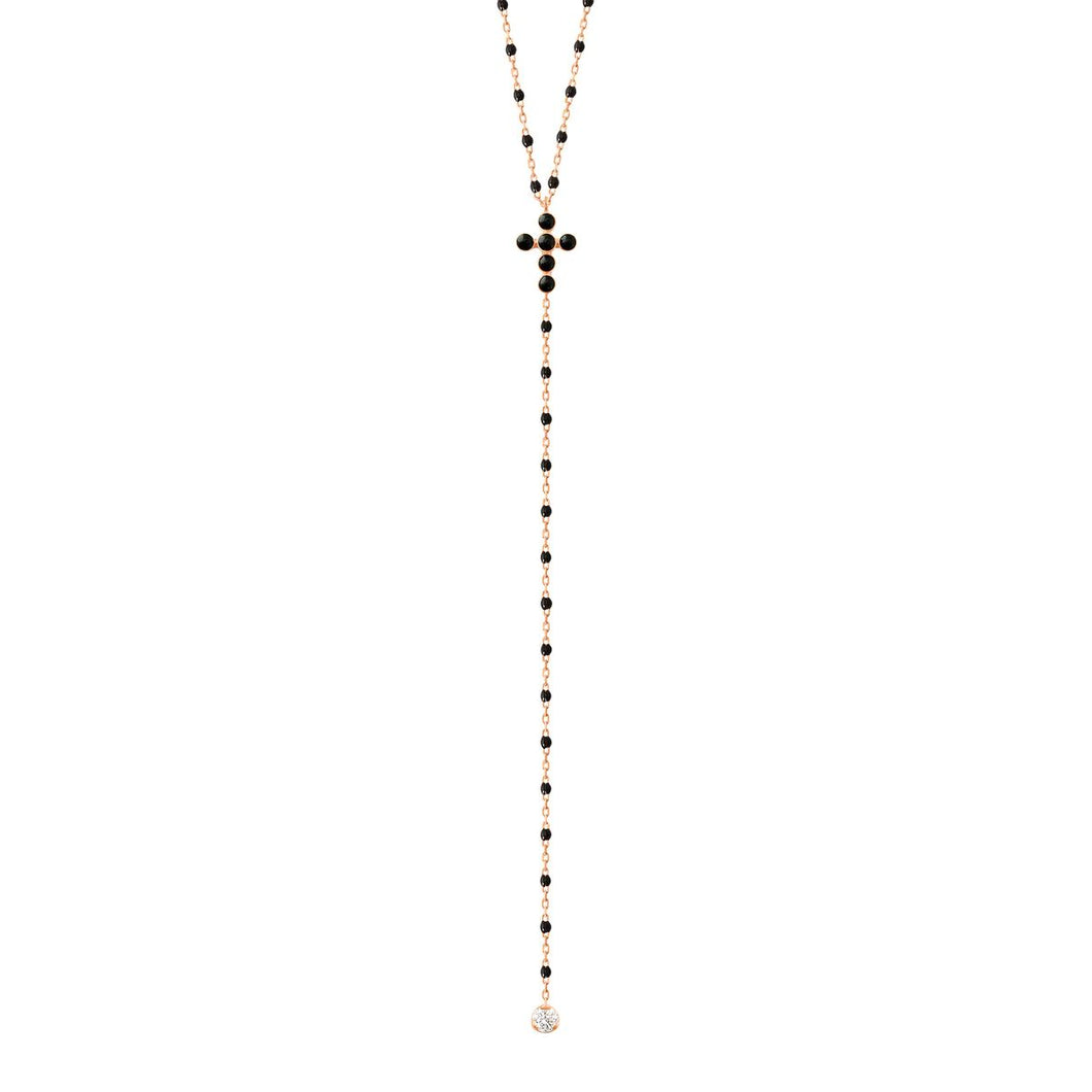 Pearled Cross Diamond Rosary, 16.5