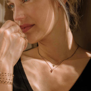 Pearled Cross Diamond Necklace, 16.5"