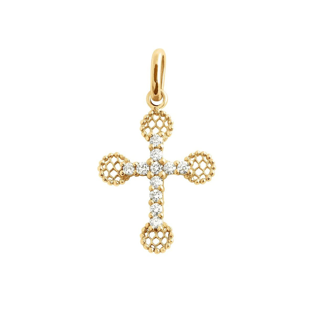 Petite Lace Cross Diamond Pendant