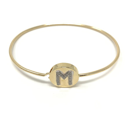 Round Face Initial Bangle