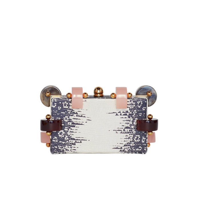 CANDY WHITE RING LIZARD CLUTCH BAG