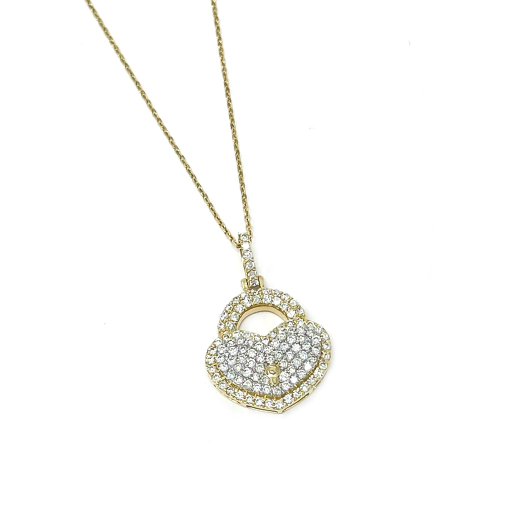 Diamond Padlock Heart Charm