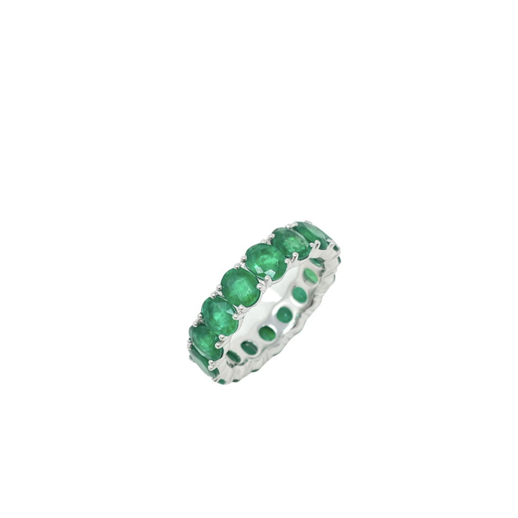 Emerald Oval Eternity Band