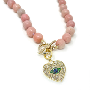 Diamond Heart With Evil Eye Charm