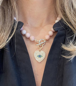 Diamond Heart With Evil Eye Charm