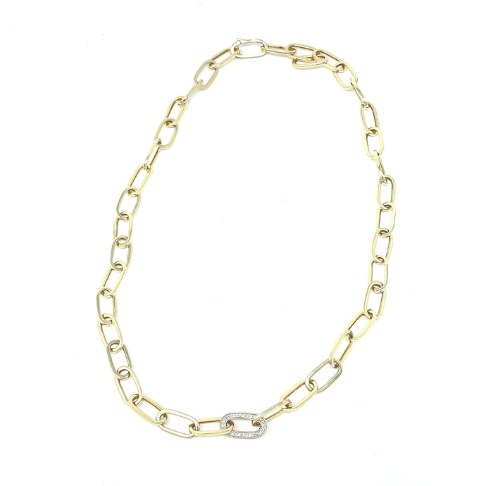 Oval Diamond Center Link Necklace