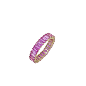 Pink Sapphire Baguette Eternity Band