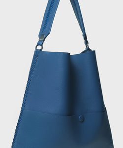 Slim M Tote in Azure Grained Leather