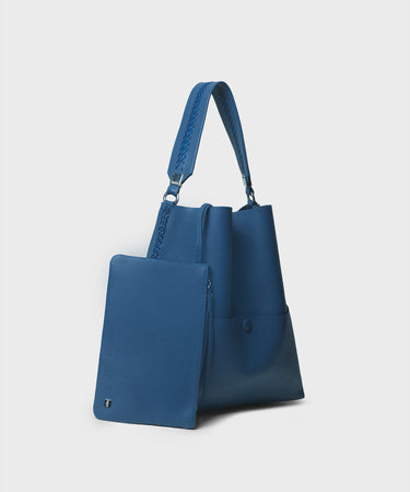 Slim M Tote in Azure Grained Leather