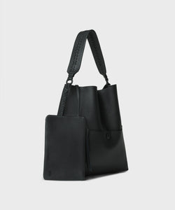 Slim M Tote in Black Grained Leather