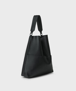 Slim Tote in Black Grained Leather